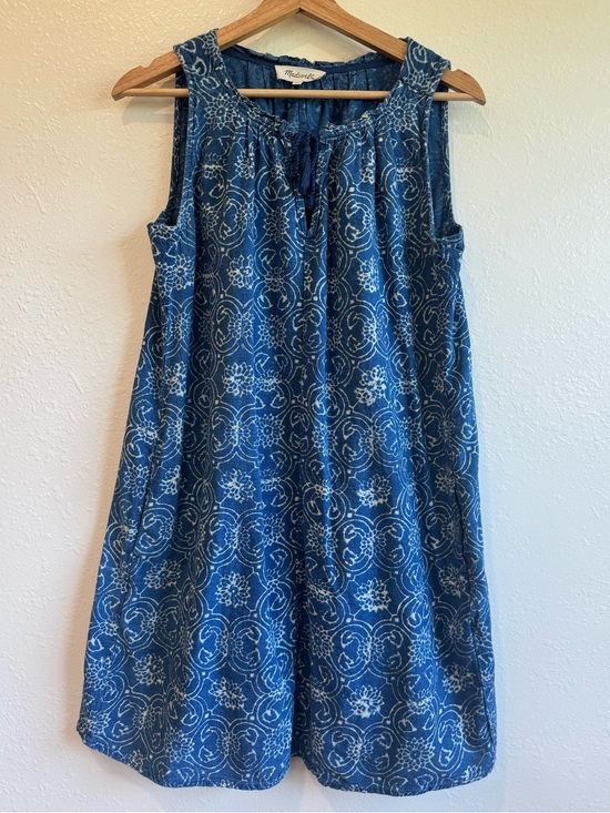 Madewell Dresses & Skirts - Madewell Indigo Printed Cotton Mini Dress | Size Small